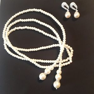 2/$20 Diamond & Pearl Necklace Set